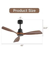 Sofucor 48 Solid Wood Blades Ceiling Fan Without Light