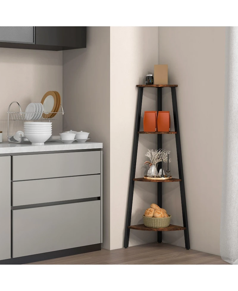 Sugift 4-Tier Industrial Corner Ladder Shelf Display Rack for Home Office