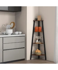 Sugift 4-Tier Industrial Corner Ladder Shelf Display Rack for Home Office