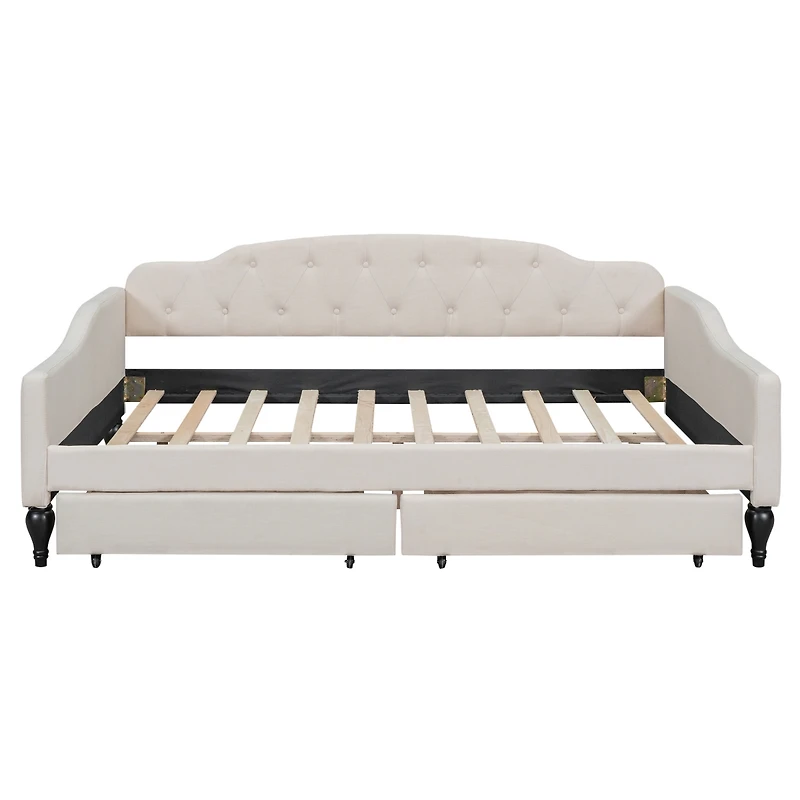 Streamdale Full Size Upholstered Tufted Daybed With Two Drawers