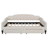 Streamdale Full Size Upholstered Tufted Daybed With Two Drawers