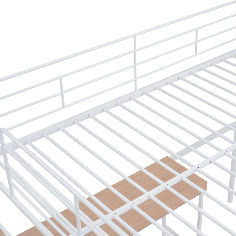 Streamdale Full Metal Loft Bed With Desk And Lateral Storage Ladder