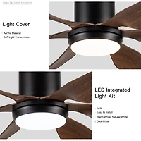 Streamdale 66" Vintage Ceiling Fan Lighting With Brown Blades In Integrated Led