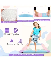 Colorful Kids Wavy Balance Beam with Textured Surface and Non-slip Foot Pads