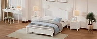 Streamdale White Retro Platform Bed with Wood Slats