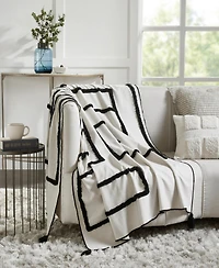 Lulu Tufted Cotton Throw Blanket I 50"x 70" I Ivory Black