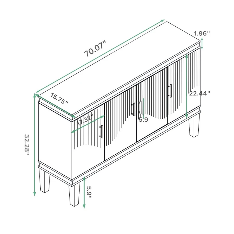 Streamdale Furniture Olive Green Modern Farmhouse Floor Cabinet with Adjustable Shelves