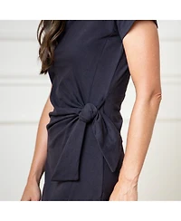 Hope & Henry Women's Organic Short Sleeve Knit Tie Midi Dress