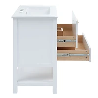 Streamdale White Bathroom Vanity with Modern Open Storage and Drawers (30 Inch)