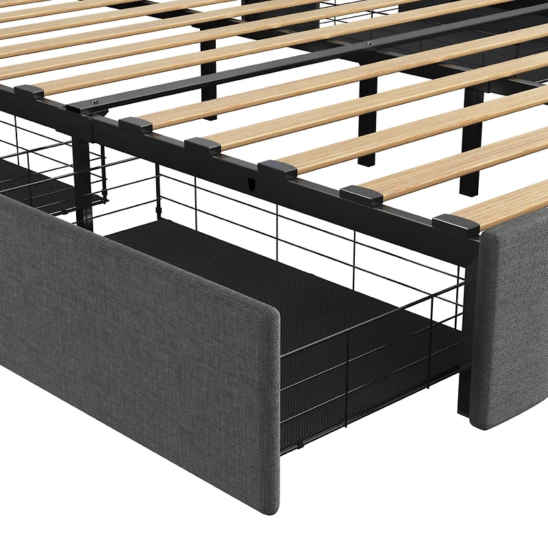 Streamdale Full Size Bed Frame with Led and Storage Drawers
