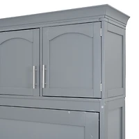 Streamdale Full Murphy Bed Wall with Top Cabinets, Gray