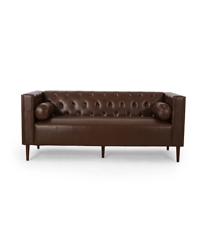 Streamdale Furniture Contemporary Tufted 3-Seater Sofa With Wood Accents