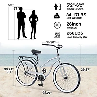 Streamdale Classic Men's Cruiser Bike 26" Wheels, 7-Speed, and Comfortable Ride