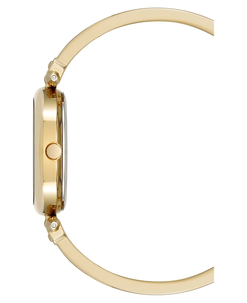 Anne Klein Women's Quartz Black Oval Diamond Accented Gold-Tone Alloy Metal Bangle Watch, 26mm