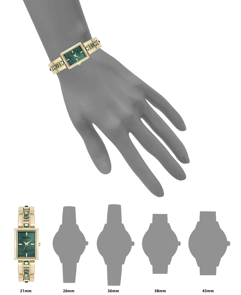 Anne Klein Women's Quartz Abalone Gemstone Accented Gold-Tone Alloy Metal Bracelet Watch, 21mm