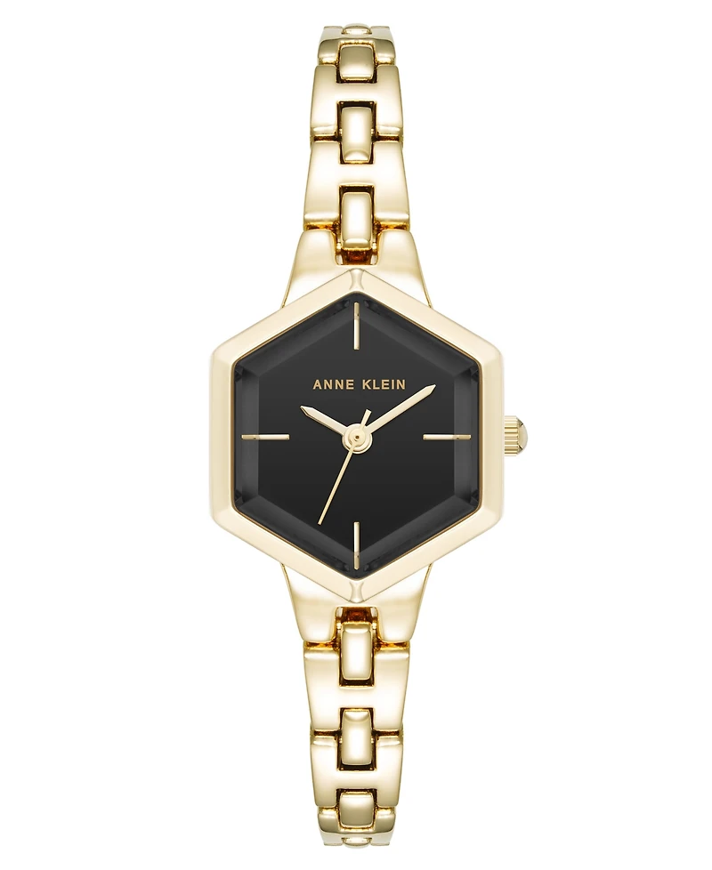 Anne Klein Women's Quartz Petite Hexagonal Gold-Tone Alloy Metal Bracelet Watch