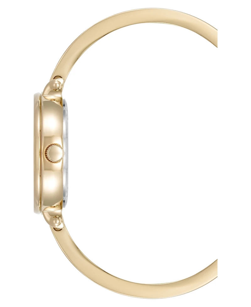Anne Klein Women's Quartz Round Abalone Gemstone Gold-Tone Alloy Metal Bangle Watch Set, 30mm