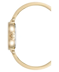 Anne Klein Women's Quartz Round Abalone Gemstone Gold-Tone Alloy Metal Bangle Watch Set, 30mm