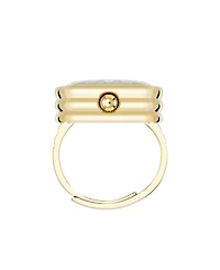 Anne Klein Women's Quartz Faceted Crystal Gold-Tone Alloy Metal Ring Watch, 20mm