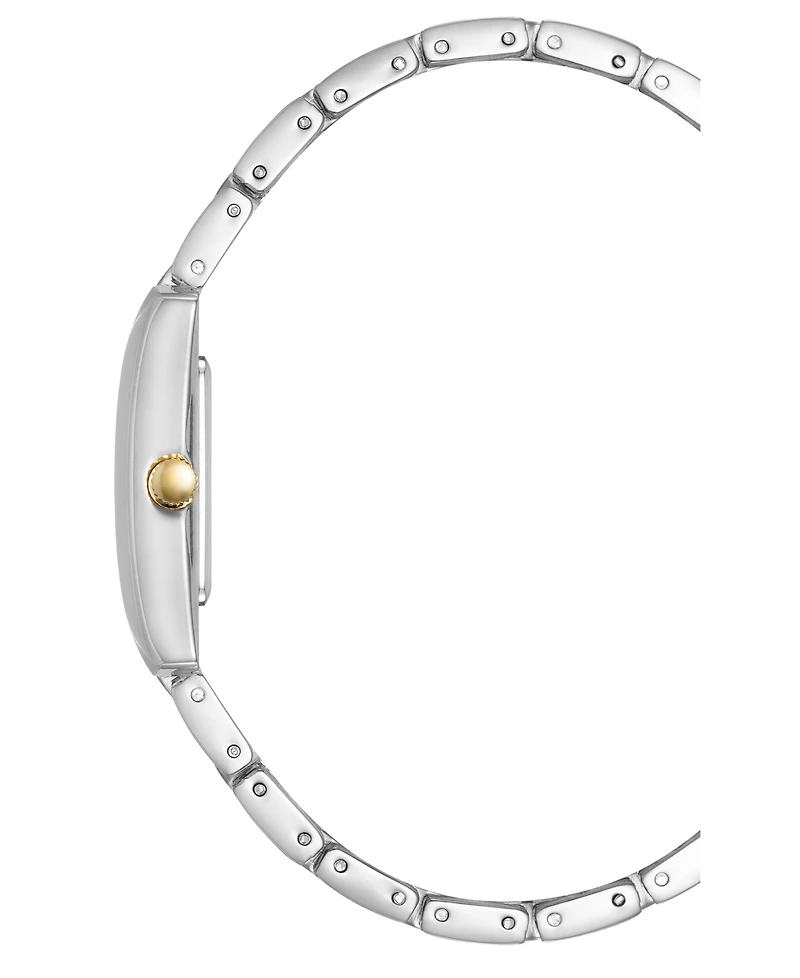 Anne Klein Women's Quartz Classic Rectangular Roman Numeral Two-Tone Alloy Metal Watch, 20mm