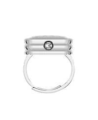 Anne Klein Women's Quartz Faceted Crystal Silver-Tone Alloy Metal Ring Watch, 20mm