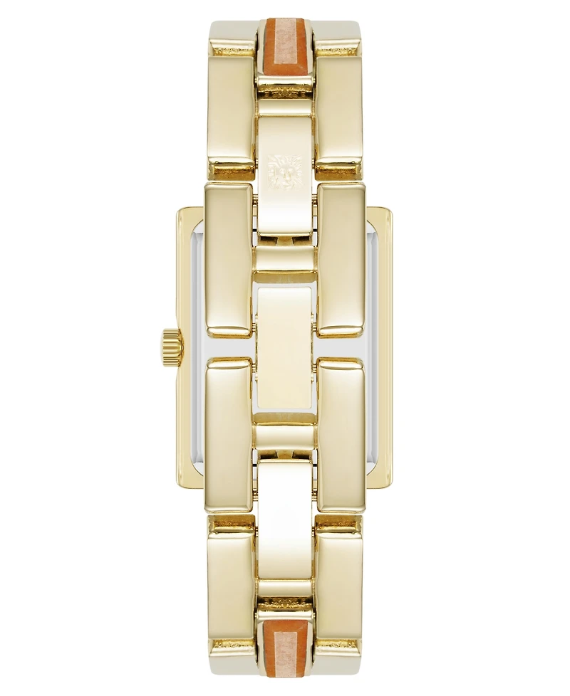 Anne Klein Women's Quartz Red Aventurine Gemstone Accented Gold-Tone Alloy Metal Bracelet Watch, 21mm