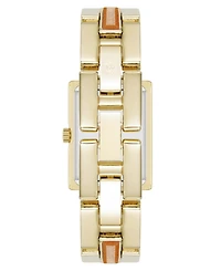 Anne Klein Women's Quartz Red Aventurine Gemstone Accented Gold-Tone Alloy Metal Bracelet Watch, 21mm