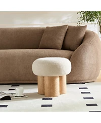Simplie Fun Mushroom Stool, Grieg Plush Cushion, Wooden Barrel Pvc Pipe, Walnut Finish