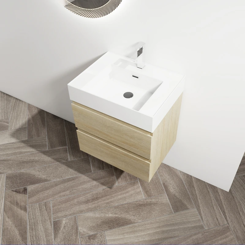 Streamdale 24" Wood Grain Vanity w/ Resin Sink & Soft-Close Drawers