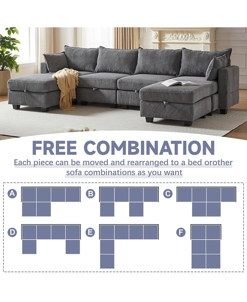 Flexible Modular Sectional Sofa with Storage