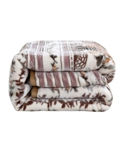 Clara Clark Heavy Warm Korean Style Reversible Printed Raschel Mink Bed Blanket Wrinkle Free Fade Resistant