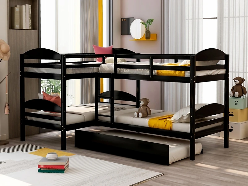 Streamdale Twin L-Shaped Bunk Bed With Trundle