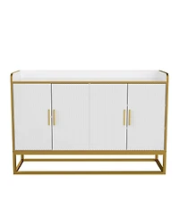 Modern Kitchen Buffet Storage Cabinet Cupboard White Gloss With Metal Legs For Living Room Kitchen