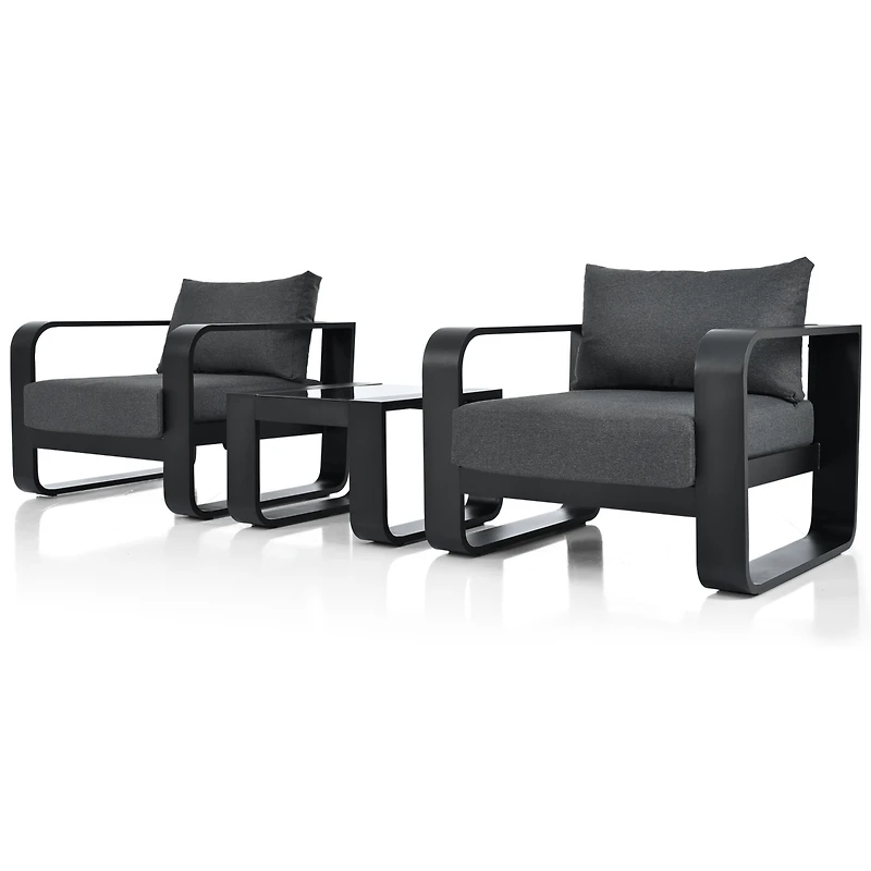 Streamdale Aluminum Frame Patio Set with Thick Cushion & Coffee Table