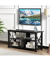 Gymax Modern Entertainment Center Farmhouse Tv Stand for Tv's up to 55''w/ Open Shelves White