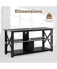 Gymax Modern Entertainment Center Farmhouse Tv Stand for Tv's up to 55''w/ Open Shelves White