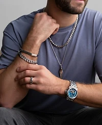Bulova Marc Anthony Men's Black Diamond Chain Link Motif Ring (1/5 ct. t.w.) in Sterling Silver-Plate, BVR1023-wsaa