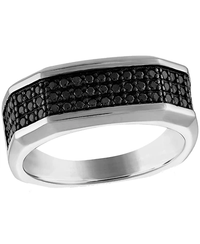 Bulova Marc Anthony Men's Black Diamond Octagon Cluster Ring (3/4 ct. t.w.) Sterling Silver-Plate, BVR1031-wsaa