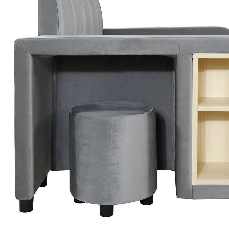 Streamdale Furniture Upholstered Bed with Desk & Stool