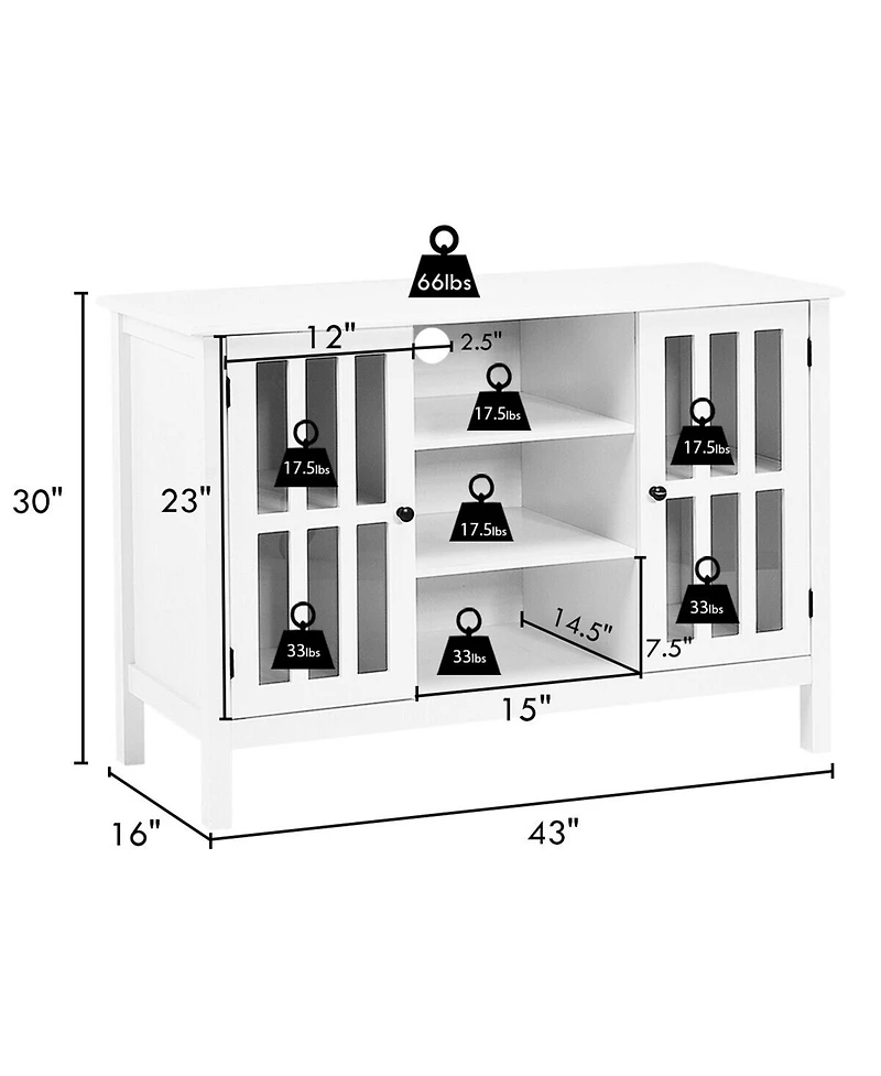 Gymax Wood Tv Stand Entertainment Media Center Console for Tv up to 50'' White
