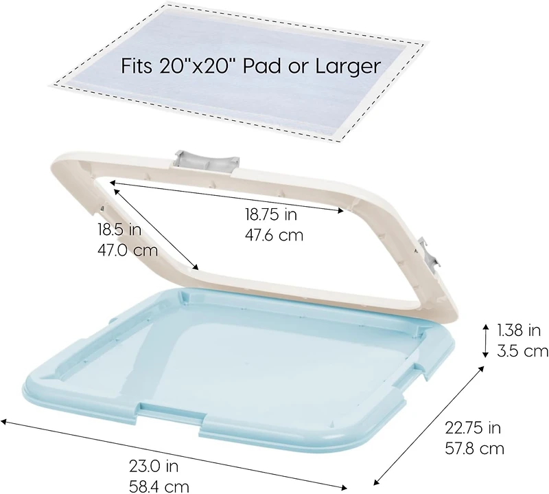 Iris Usa Holder, Fits 23"x23" or Larger, Medium, Puppy Dog Pad Hoder, Secured Latches, Non-Skid Rubber Feet, High Polish Finish for Easy Cleaning, Lea