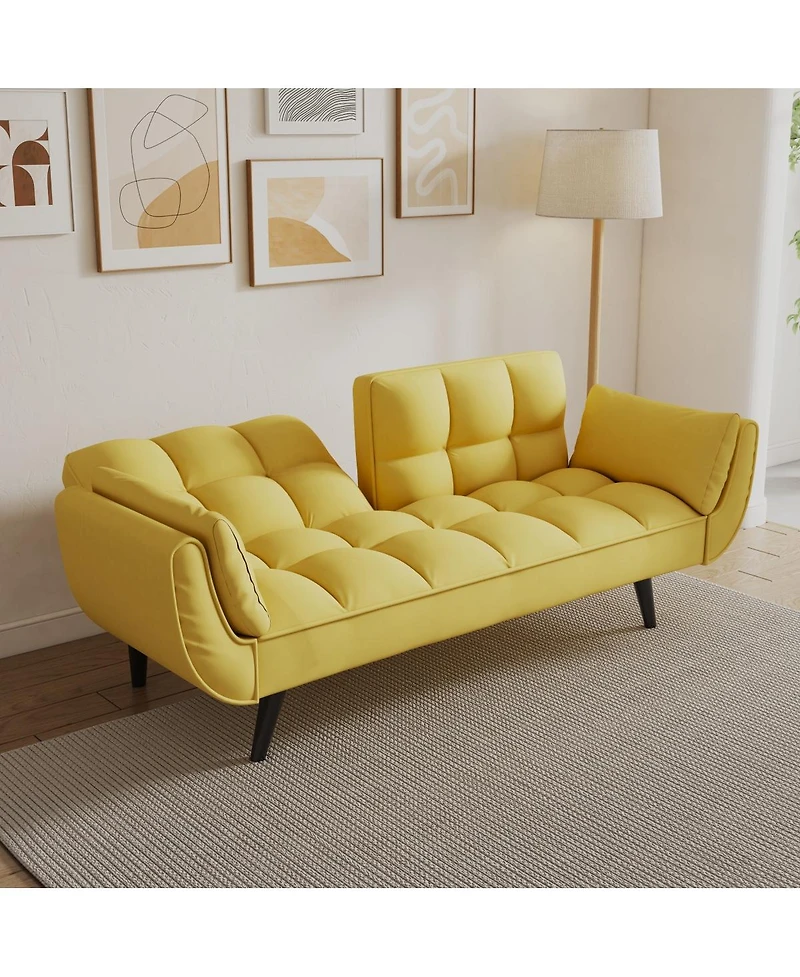 Streamdale Furniture Comfortable 57" Yellow Sofa with Throw Pillow