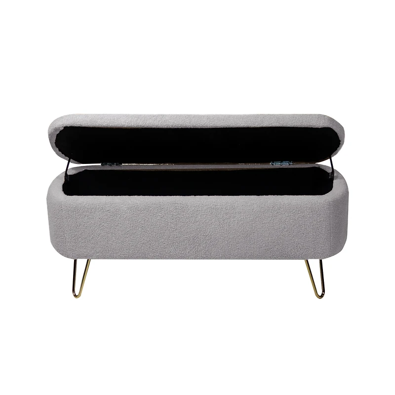 Streamdale Furniture Storage Ottoman Bench For End Of Bed Gold Legs, Modern Faux Fur Entryway Bench