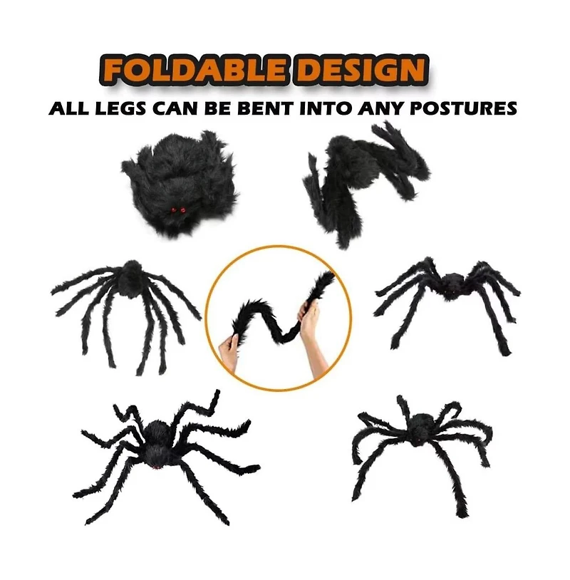 Cowin Giant Halloween Spider Decorations Set 60in with Web 20 Small Spiders Cotton Wool