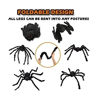 Cowin Giant Halloween Spider Decorations Set 60in with Web 20 Small Spiders Cotton Wool