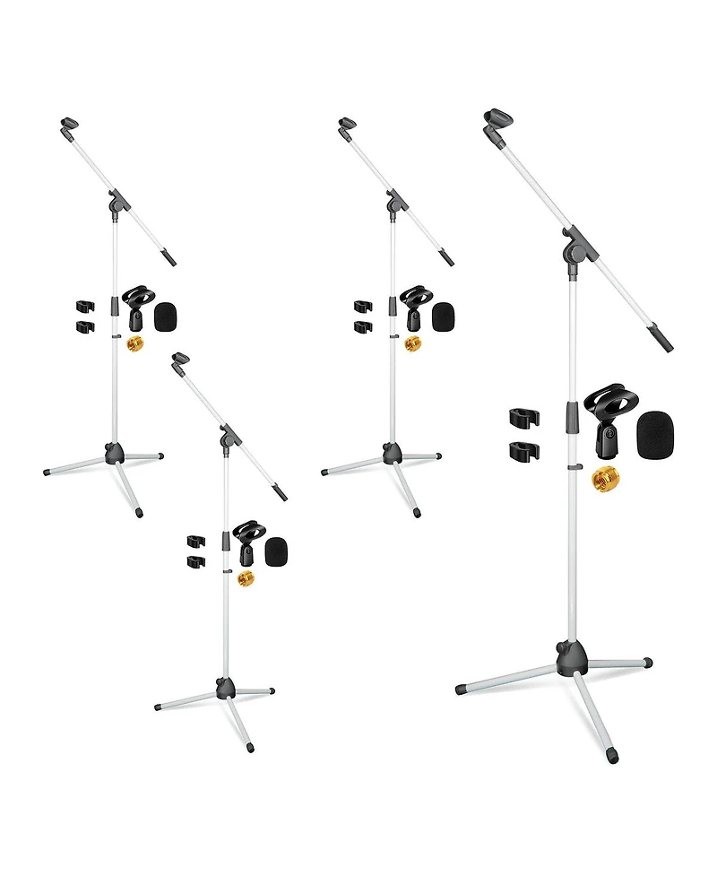 5 Core Microphone Stand Floor 4 Pcs Adjustable w Extending Telescoping Boom Arm