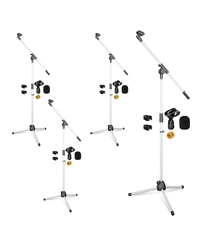 5 Core Microphone Stand Floor 4 Pcs Adjustable w Extending Telescoping Boom Arm