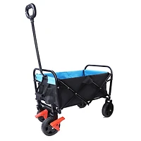 Streamdale Mini Folding Wagon Garden Shopping Beach Cart (Black+Blue+Brake)