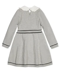 Hope & Henry Big Girls Organic Long Sleeve Cable Knit Peter Pan Collar Sweater Dress