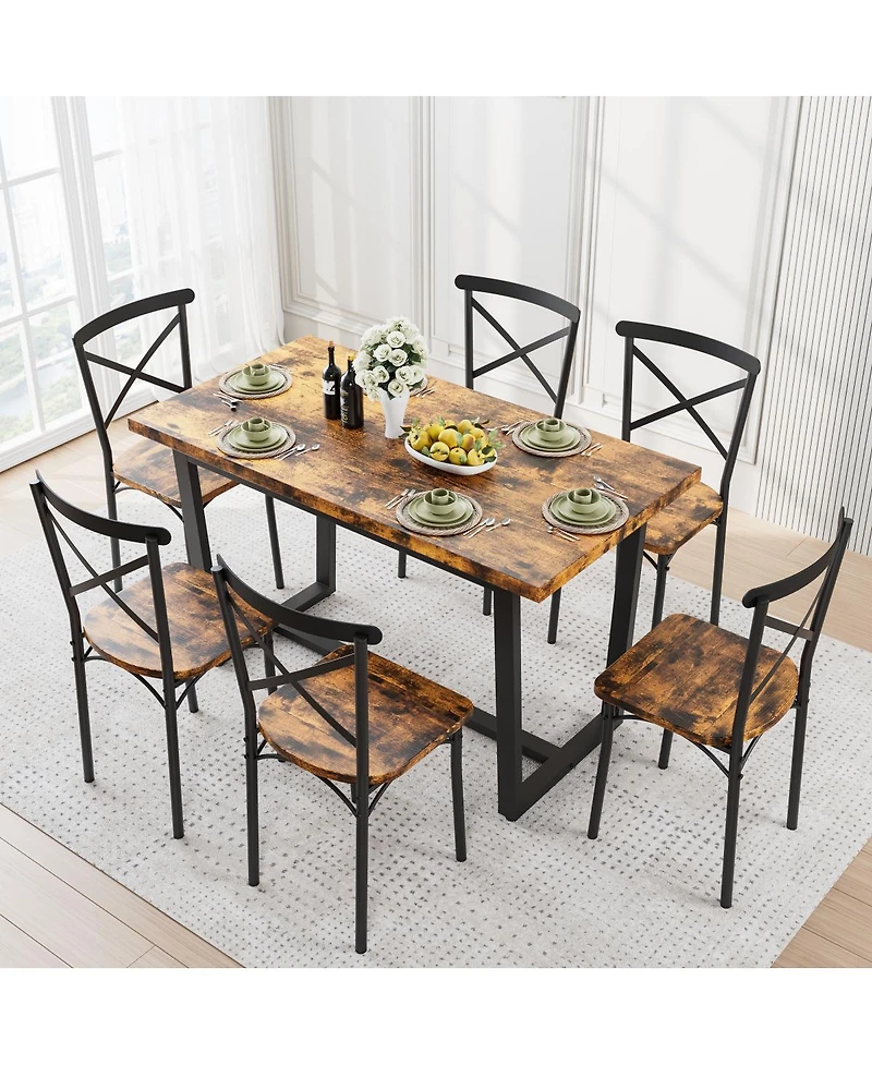 Streamdale Furniture 7-Piece Dining Set for Kitchen and Living Room
